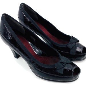 Aerosoles “Benefit” Black Patent Peep Toe Pumps